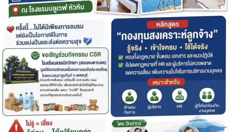 RPM สัญจร ชมรมบริหารงานบุคคลรังสิต วันที่ 22-23 สิงหาคม 2569 ณ โรงแรมบลูเวฟ หัวหิน